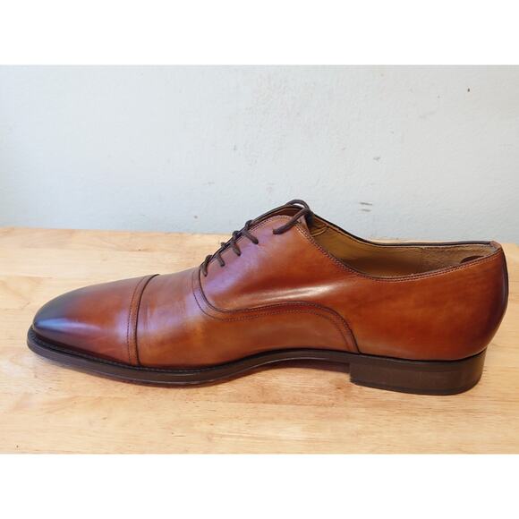 Magnanni Captoe Oxford Dress Shoes Cognac Brown Men’s Size 14M Made In Spain